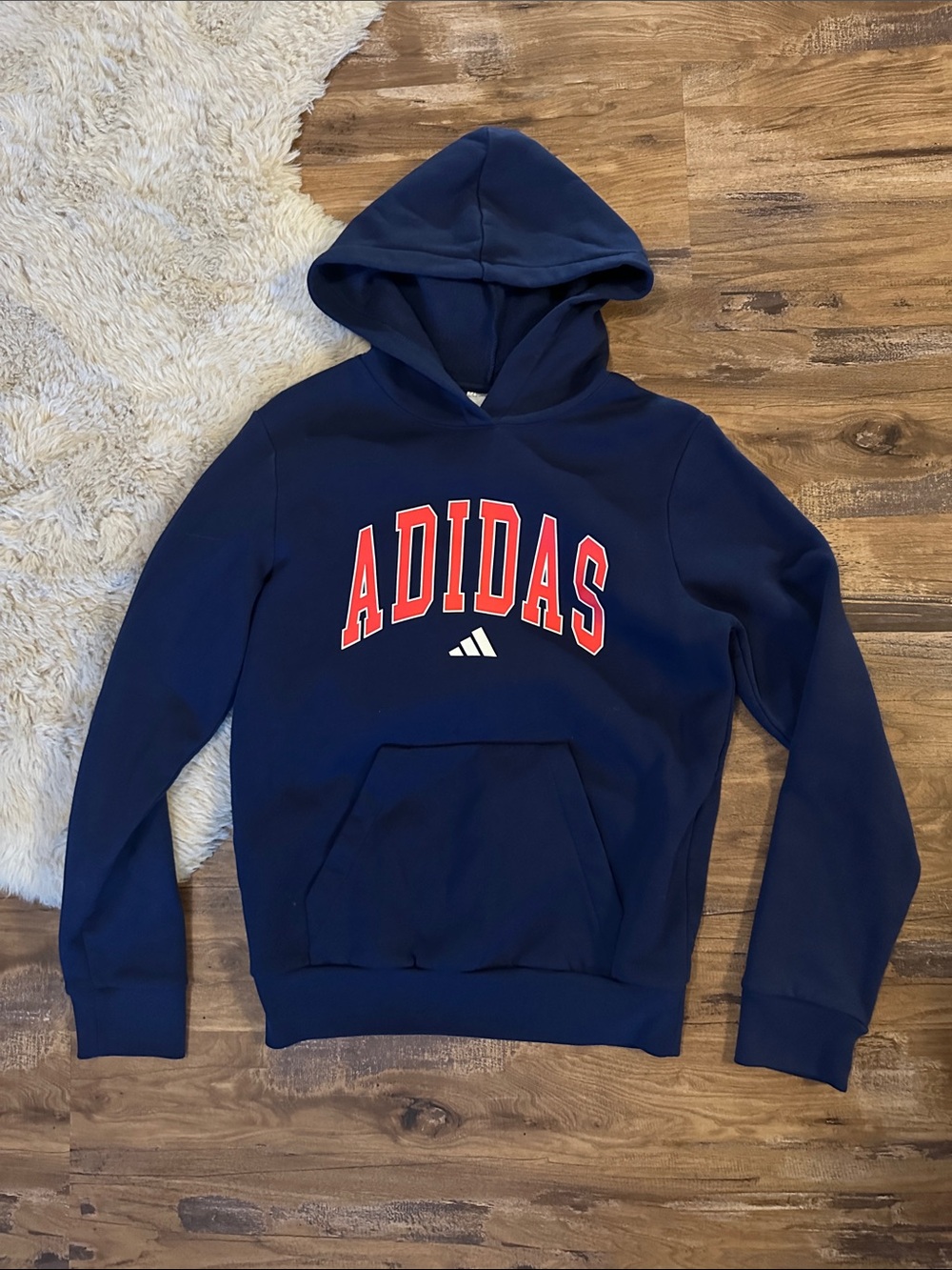 adidas Navy Hoodie with Red Logo